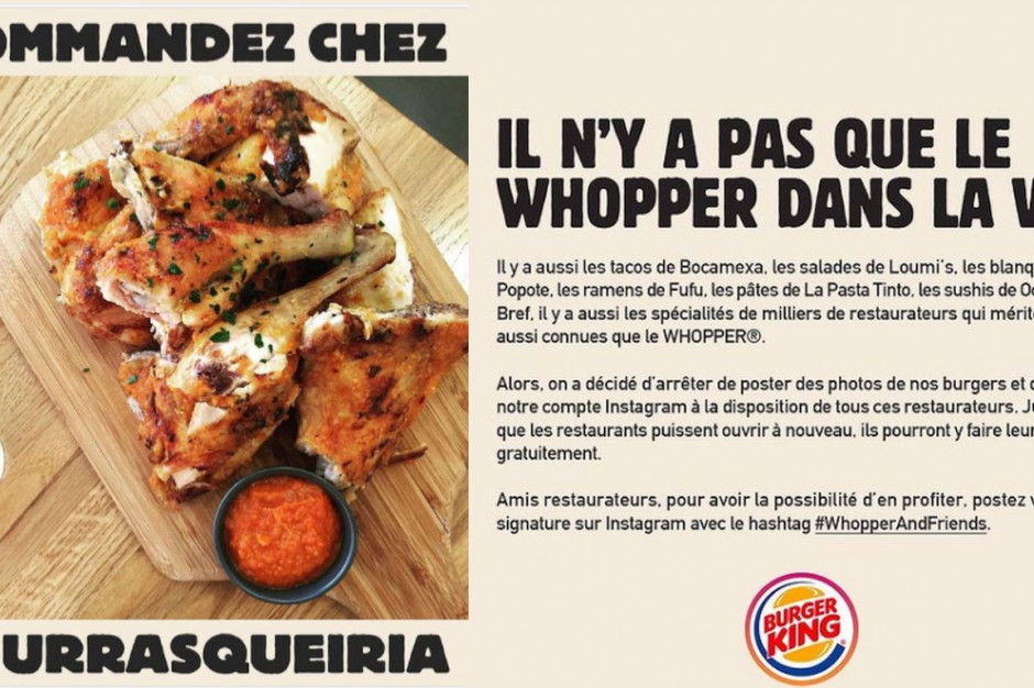 Burger King we Francji oddał swój Instagram lokalnym restauracjom